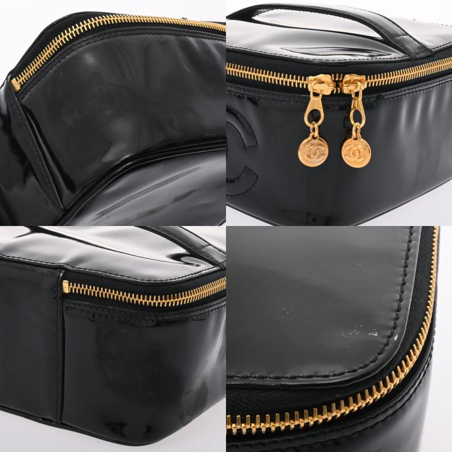 CHANEL シャネル 横型バニティバッグ 黒 ゴールド金具 A07058 