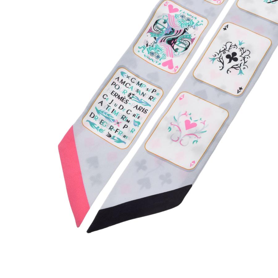 HERMES エルメス ツイリー トランプ柄 グレー系 レディース シルク100 