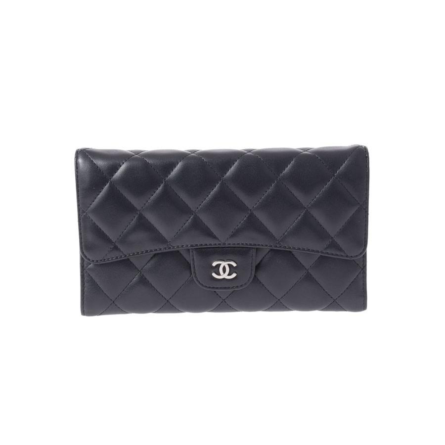 最安値で シャネル CHANEL マトラッセ 三ツ折長財布 ラムスキン 黒, 紙文具 ひかり c5c25091