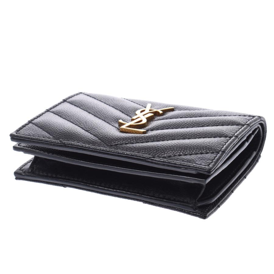 SAINT LAURENT サンローラン コンパクトウォレット 黒 ゴールド金具 