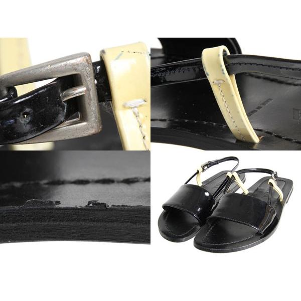 プラダ PRADA サンダル レザー×エナメル 黒 サイズ5 1/2 中古　｜ginzo1116｜03