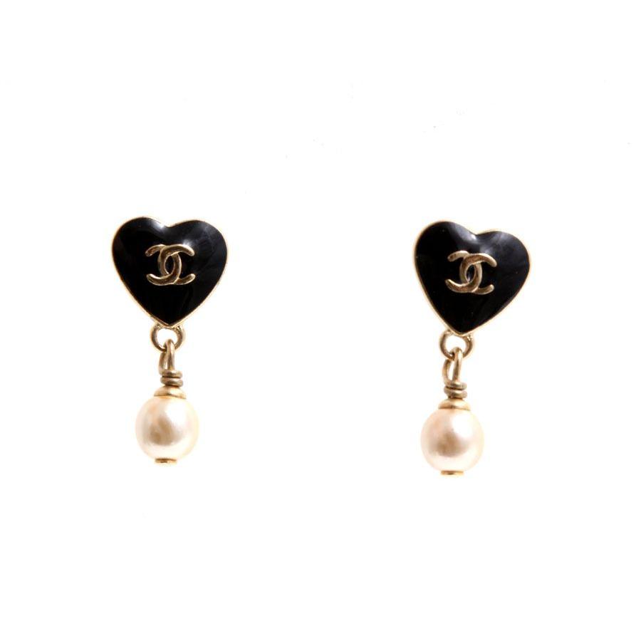 シャネル CHANEL ハートピアス パール YES NO 04年モデル 中古 