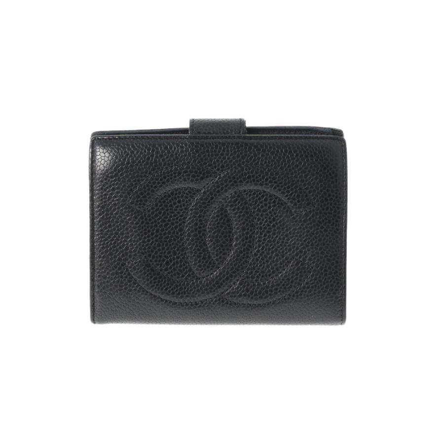 CHANEL シャネル ココマーク ホック財布 黒 ゴールド金具 レディース
