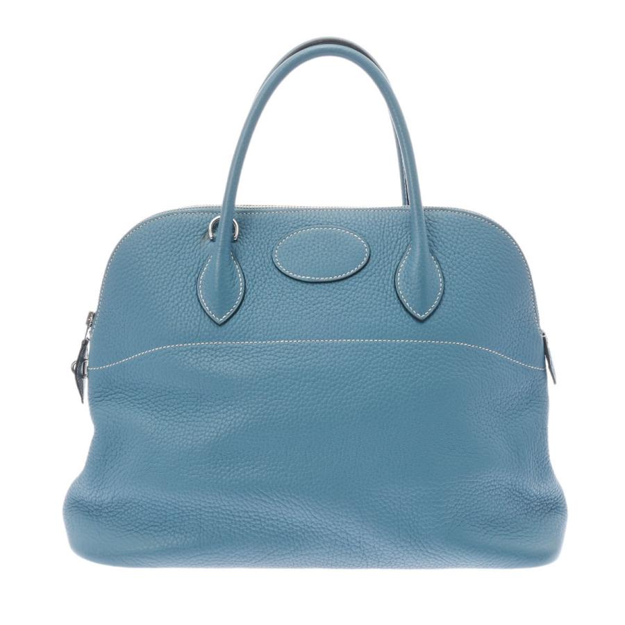 HERMES エルメス ボリード37 ブルージーン シルバー金具 □I刻印(2005  