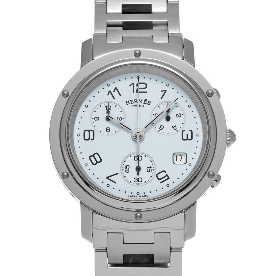 HERMES エルメス クリッパー クロノ CL1.910 ホワイト メンズ 腕時計 