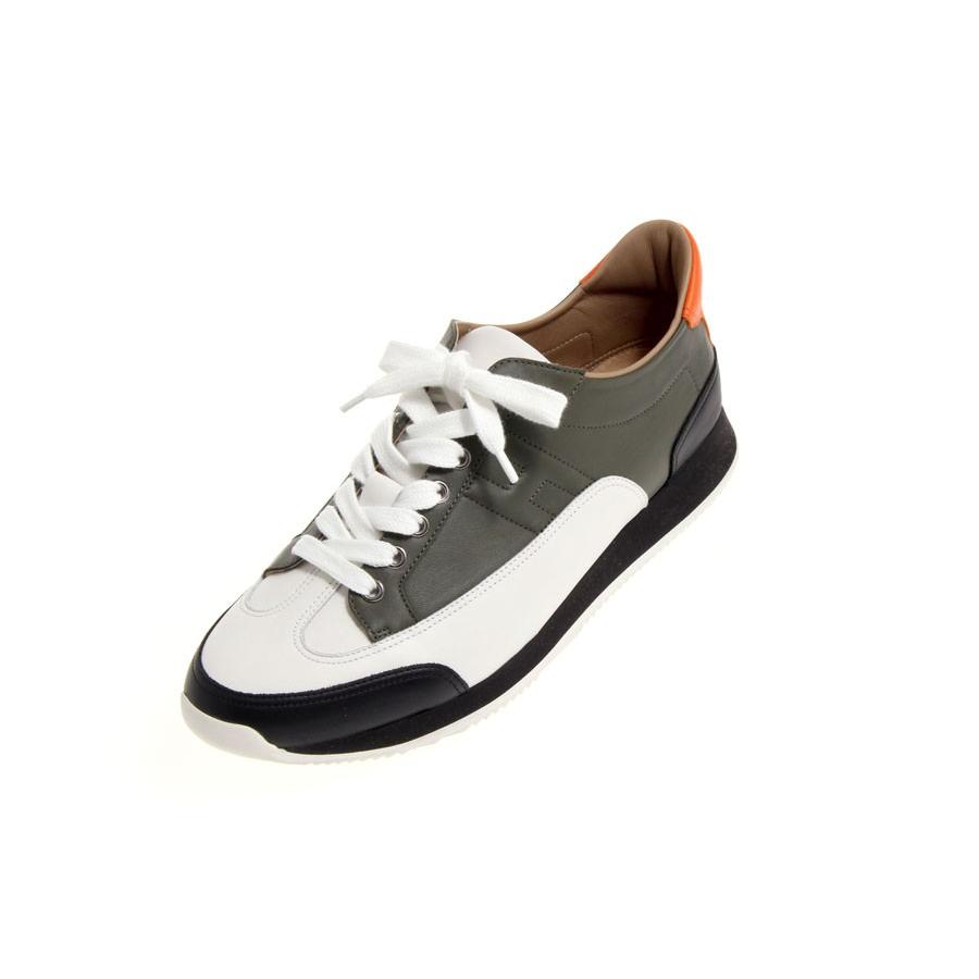 エルメス HERMES スニーカー カーフ 白×カーキ×黒 サイズ41 1/2 新品 