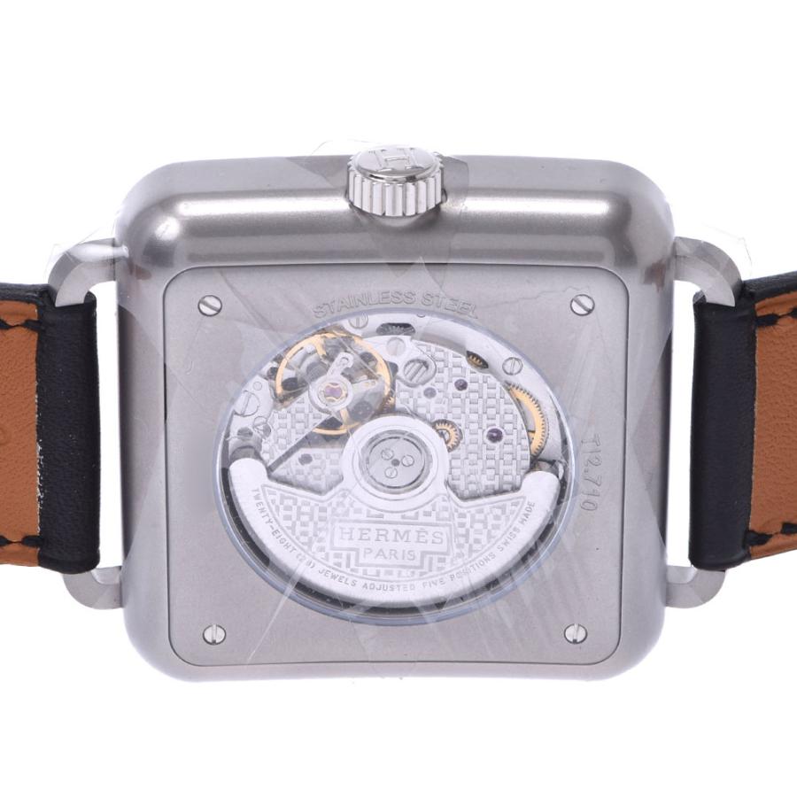 HERMES エルメス カレアッシュ 裏スケ TI2.710 メンズ SS/革 腕時計 自動巻き 黒文字盤 新品 銀蔵