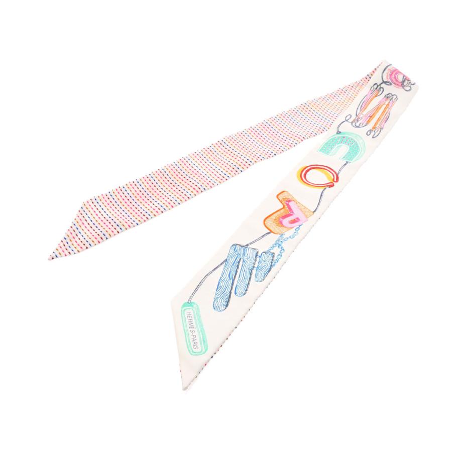 HERMES エルメス ツイリー CHEVALOSCOPE POINTILLE ホワイト/ブルー 