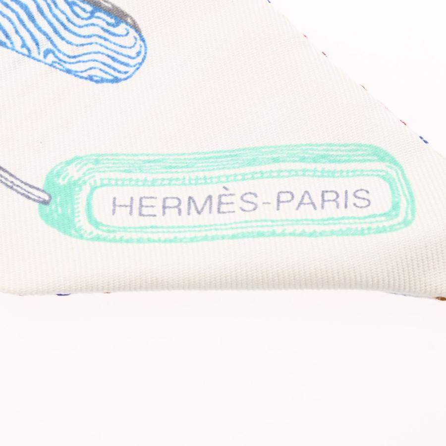 HERMES エルメス ツイリー CHEVALOSCOPE POINTILLE ホワイト/ブルー 