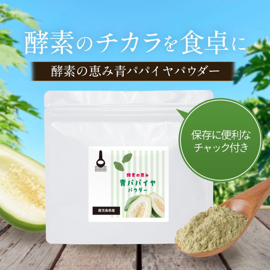 青パパイヤ 酵素 粉末 パウダー 60g 国産 鹿児島県産 加熱不要 栽培