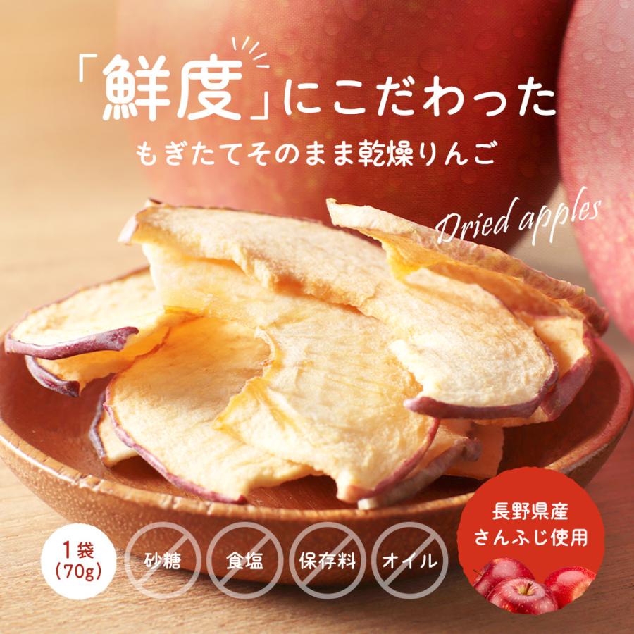 乾燥 りんご ドライフルーツ 70g 砂糖不使用 無添加 長野県産