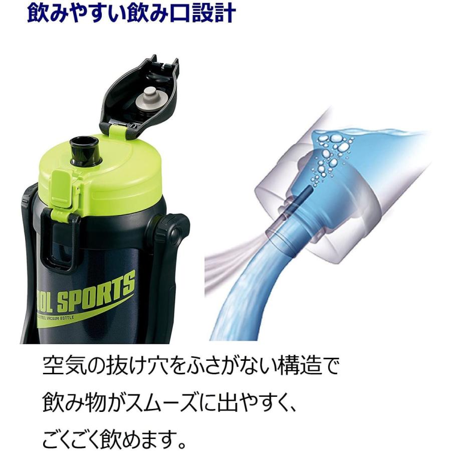 象印 (ZOJIRUSHI) 水筒 直飲み スポーツタイプ ステンレスクールボトル 2.0L グリーンブラック SD-BC20-BG｜giocare｜02
