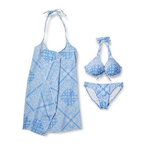 国産 レディース 水着 3点セット ワンピース パレオ ワイヤー有り 三愛水着楽園 Nsb617 日本サ 11l 日本 Bu ブルー 下着 靴下 部屋着
