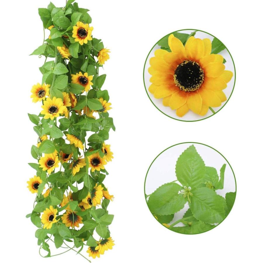好きに 4本造花の藤 ひまわり 壁飾り花 枯れない花 ガーランド 向日葵 インテリア飾り 壁掛け 人工花 人工観葉植物 家庭やパーティーの装飾のため Wantannas Go Id