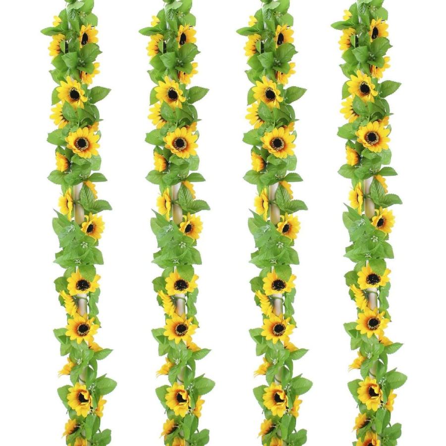 好きに 4本造花の藤 ひまわり 壁飾り花 枯れない花 ガーランド 向日葵 インテリア飾り 壁掛け 人工花 人工観葉植物 家庭やパーティーの装飾のため Wantannas Go Id