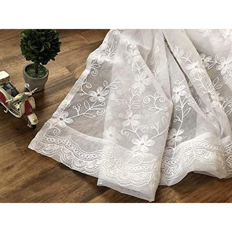 人気急上昇 高級 R 1 Ponoa ポノア 刺繍 横幅150cm 丈1 ボイルカーテン 西洋風 北欧 花柄 アジャスターフック付き レースカーテン カーテンレール ポール Cafetariajuma Nl