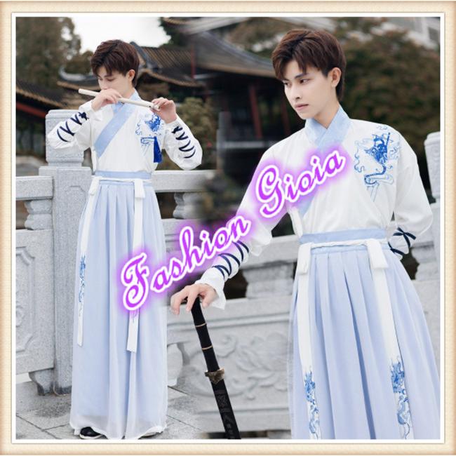 コスプレ衣装 メンズ男性用漢服 団体服 演出服 侠客游侠 ロングコート