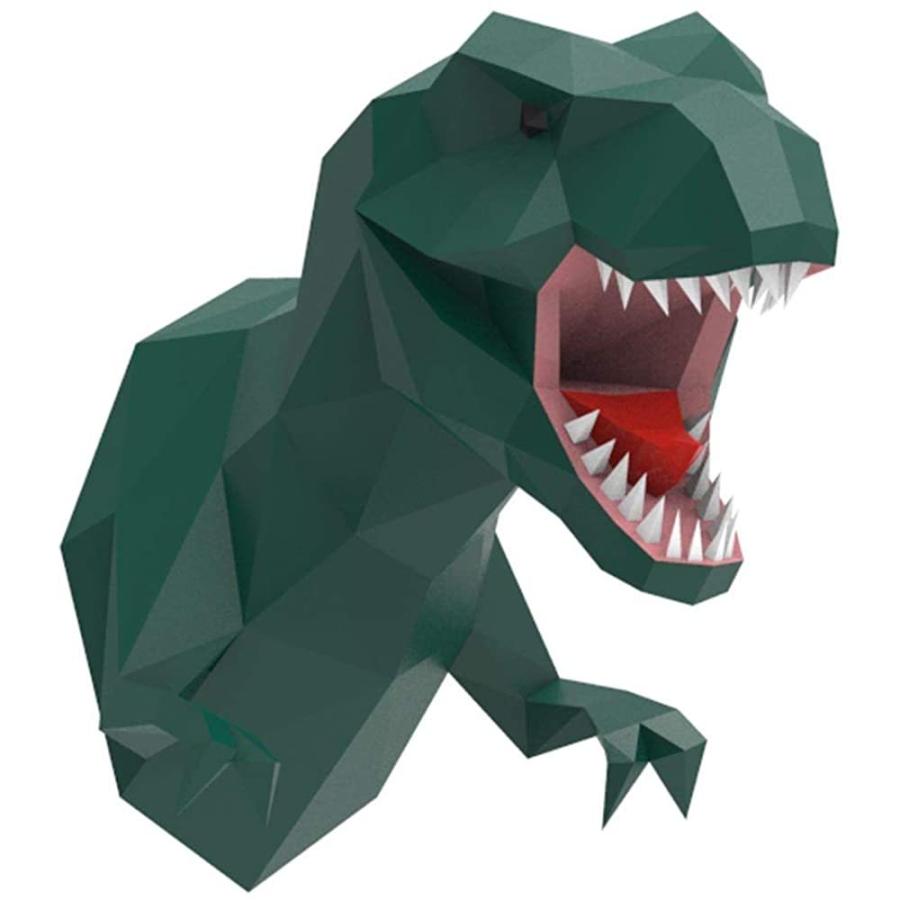 新着商品 ヘッドウォール T-Rex ENDARK デコ 11インチ グリーン トロフィー レックスペーパー ティラノサウルス 3D Animal Cardboard Papercraft DIY オブジェ、置き物