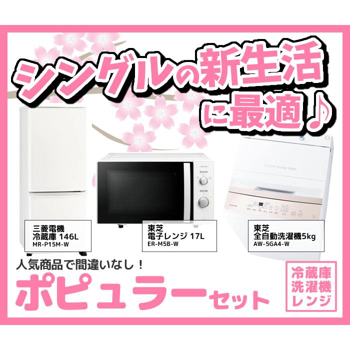 新生活 家電セット 3点 新品 冷蔵庫・洗濯機・レンジ ポピュラー