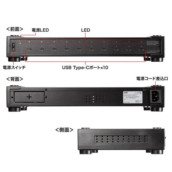 USB PD対応AC充電器 10ポート 合計350W サンワサプライ ACA-PD96の画像