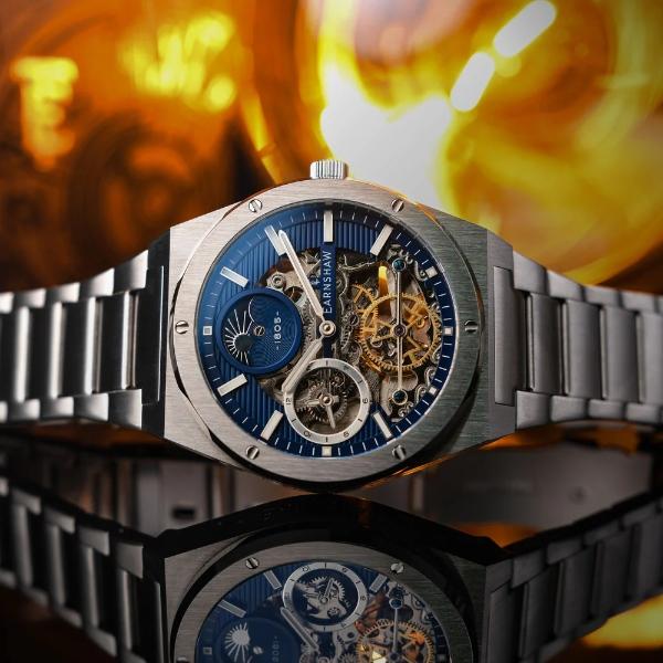 アーンショー EARNSHAW メンズ腕時計 自動巻き DRAKE DUAL TIME 