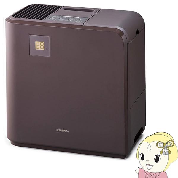 アイリスオーヤマ ハイブリッド式(温風気化式)加湿器 加湿量 約700ml/h ブラウン デジタル表示 切タイマー付 パワフル