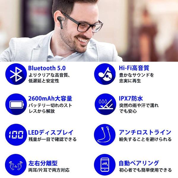 ワイヤレスイヤホン Bluetooth Hi-Fi高音質 カナル型 2600mAh IPX7防水 タスク GOOSERA K18-BK ブラック |  | 01