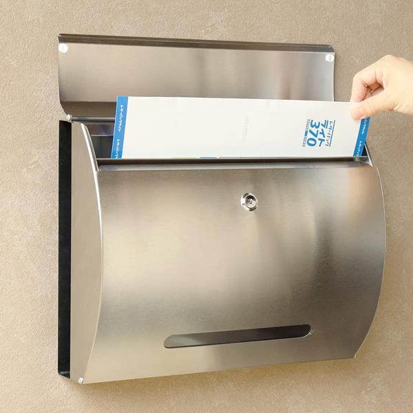 ポスト 郵便ポスト メールボックス おしゃれ 郵便受け POST 北欧風 鍵付き 壁掛け 壁付け 玄関 家庭用 A4サイズ ステンレス |  | 02