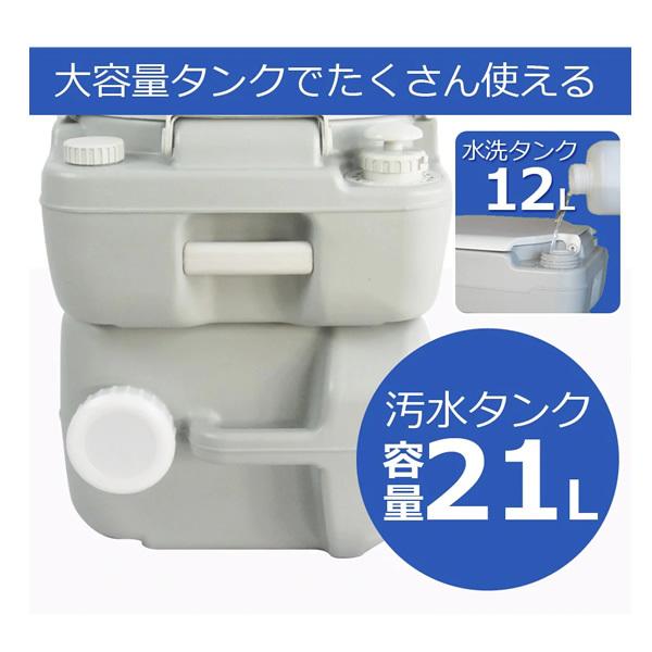 水洗式ポータブルトイレ 21リットル SR-PT4521 SunRuck ポータブル水洗トイレ 21Lタイプ SR-PT4521 : ぎおん