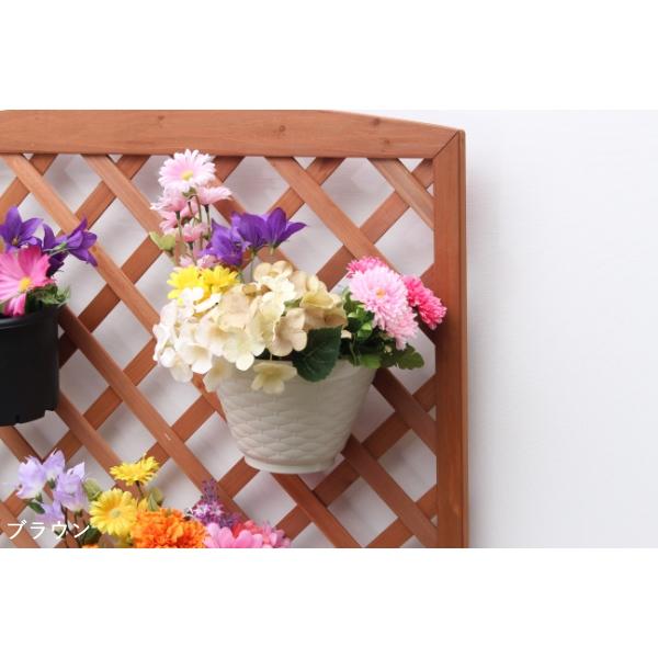 フラワースタンド ガーデニング フェンス 木目 天然木 2段 花台 棚