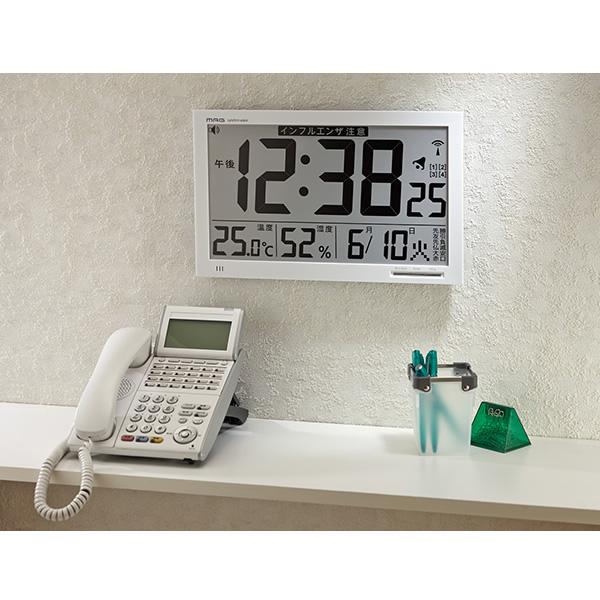 掛け時計 電波時計 温度計 湿度 置き時計 大型 兼用 熱中症対策 ノア精密 W602WH