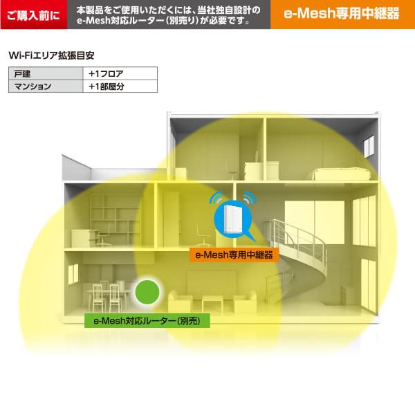 ELECOM エレコム Wi-Fi 5 (11ac) 867+400Mbps e-Mesh 専用中継器 WMC-S1267GS2-W｜gion｜03