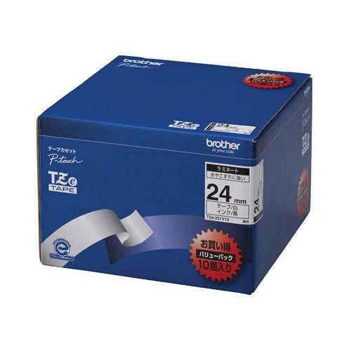 CR-09840 茶飲み友だち 付け紙用ラミネートテープ 24粍 10個容器に並べる 白 TZE-251V10/srm キッチン、日用品、文具-ラベルプリンター-文具、ステーショナリー