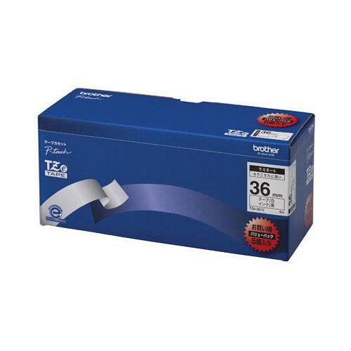 CR-09852 茶飲み友だち 付け紙用ラミネートテープ 36粍 白 5個入り口・入口 TZE-261V/srm キッチン、日用品、文具-ラベルプリンター