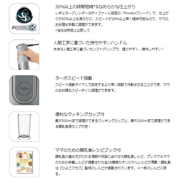 T-fal ティファール ハンドブレンダー ベビー  ひよこクラブ 監修 レシピブック付き　離乳食 ブレンダー HB65GDJP/srm｜gioncard｜03