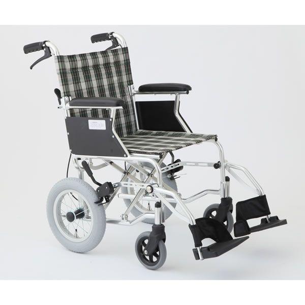 ※非課税※【メーカー直送】 HTB-12-CG　美和商事　介助式車いす　ミニポン　チェックグリーン/srm