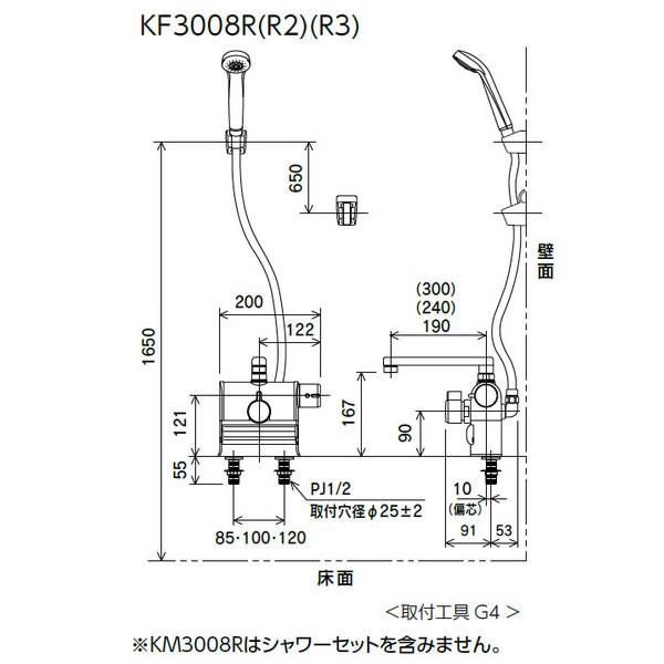 KVK [予約 1ヶ月以上以降]KVK デッキ形サーモスタット式シャワー 右 