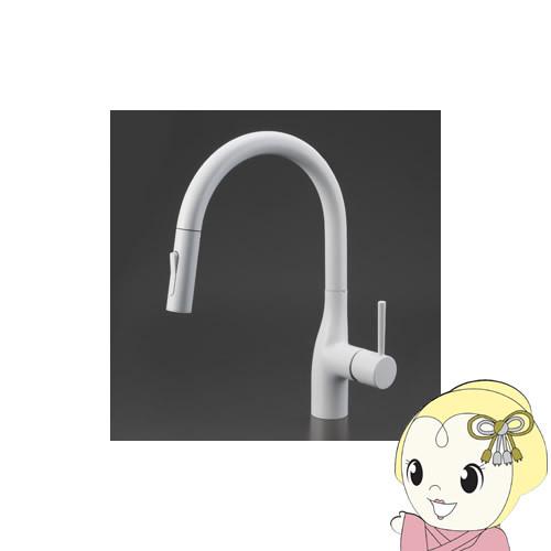 KVK KM6061ECM4 シングルシャワー付混合栓(ｅレバー)マットホワイト シングルシャワー付混合栓（eレバー）マットホワイト