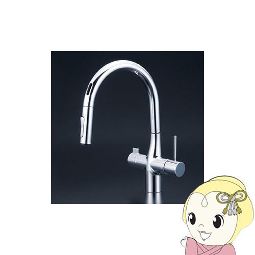 [予約]【直送】 KVK 撥水ビルトイン浄水器用シングルシャワー付混合栓（センサー）ACタイプ KM6091SCECHS/srm