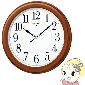 ss5518　セイコー　電波掛時計　HS908B　ブラウン　アナログ時計　SEIKO　電波時計　連続秒針　丸型　茶　クォーツ　エンブレム　壁掛け　掛け時計　電池式 SEIKO（セイコー） セイコークロック 掛け時計 電波 アナログ 木枠