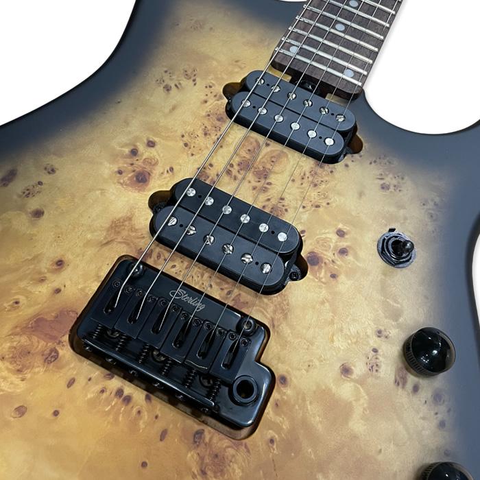 STERLING by Musicman Richardson6 Natural Poplar Burl Burst Cutlass