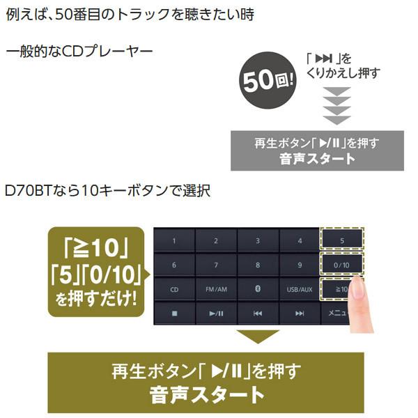 Panasonic パナソニック ポータブルステレオ CDシステム リモコン付 RX-D70BT Bluetooth対応 CDラジオ USB ワイヤレス/srm｜gioncard｜03