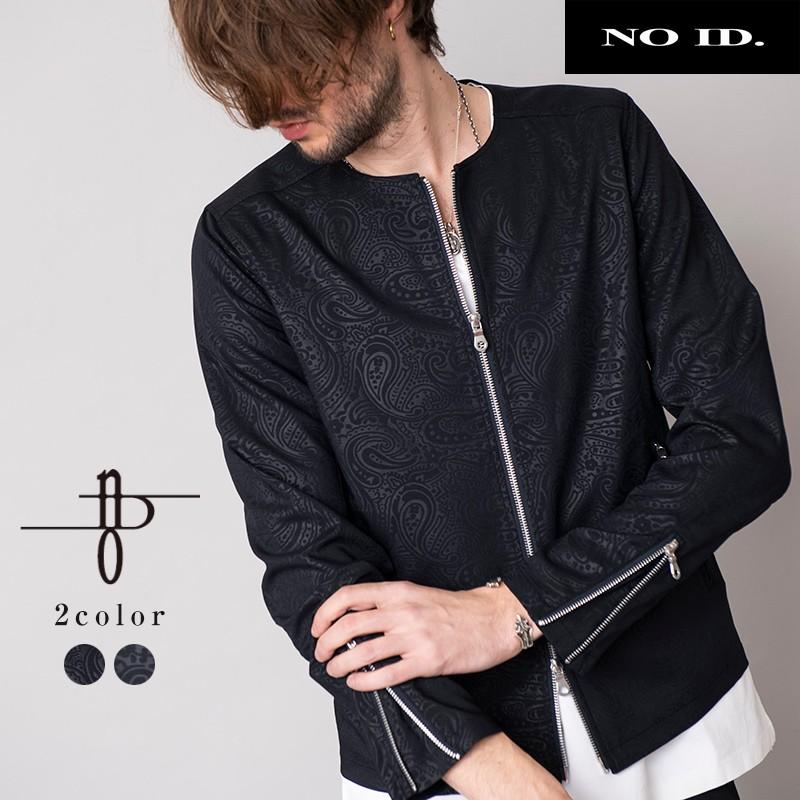 No Id ノーアイディー Pストレッチ ペイズリー エンボス ノーカラー シングル ライダース ジャケット メンズ 8442 859b Gise 通販 Yahoo ショッピング