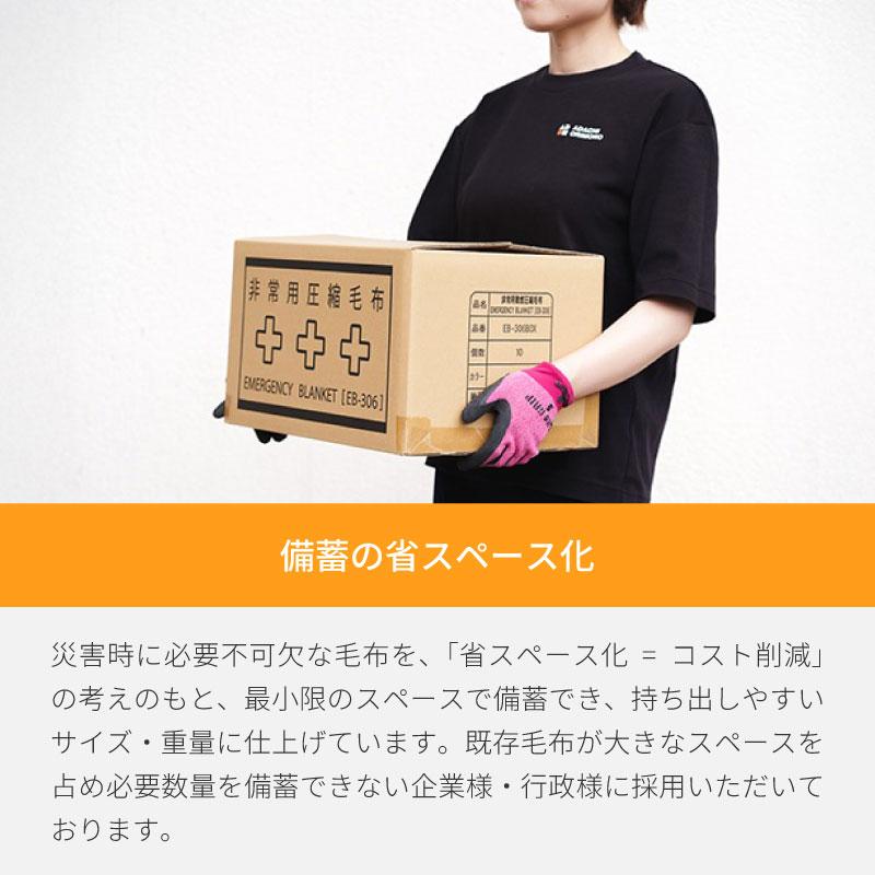 足立織物 非常用圧縮 難燃毛布 EB-306BOX A4サイズ 10枚セット 日本防