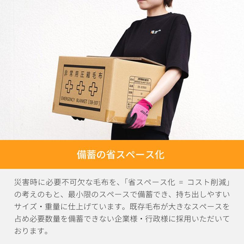 足立織物 非常用圧縮 難燃毛布 EB-307BOX A4サイズ 10枚セット 日本防炎協会認定 ニューマイヤー毛布 10年保存 真空圧縮 真空パックの画像