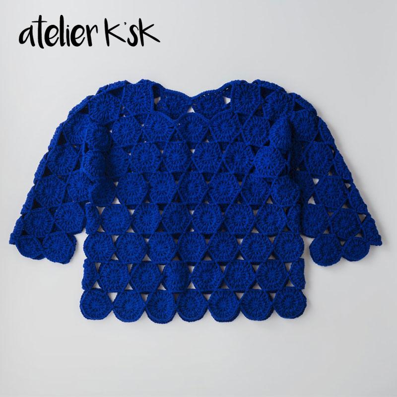 Atelier K'sK アトリエ 岡本啓子 六角形モチーフのプルオーバー Atelier K'sK アトリエ 岡本啓子 六角形モチーフのプルオーバー