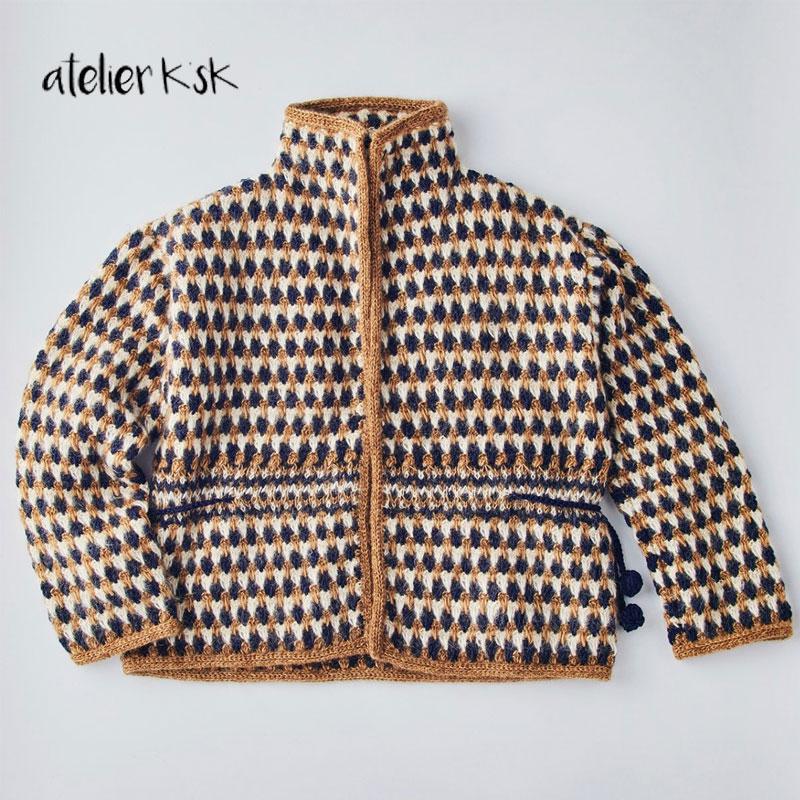 Atelier K'sK アトリエ K'sK 岡本啓子 トライアングルカラーのジャケット手編みキット ドラジュ カシミヤラテ 毛糸