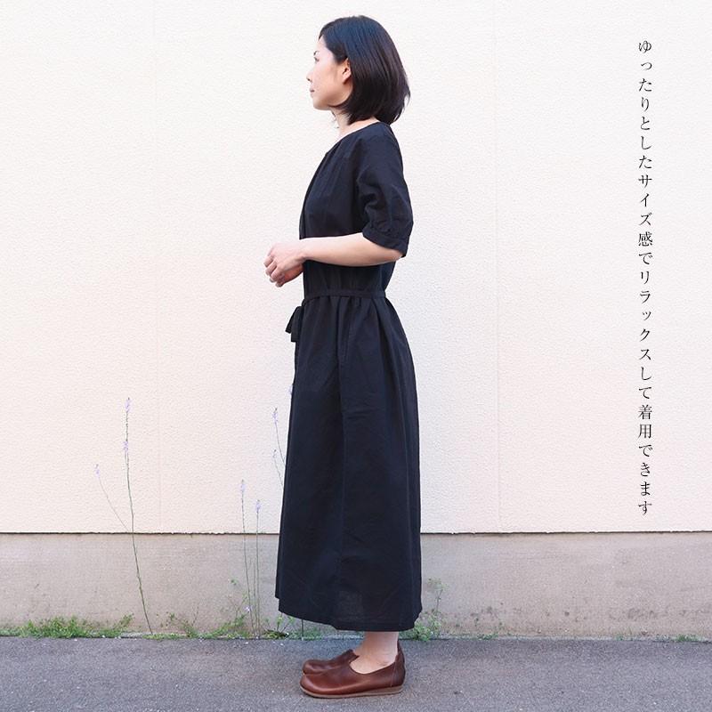 Carhaix キャレ コットンリネン ウエストリボン 前開き 半袖 ロングワンピース 春 夏 黒 F Ct 2701 Gise 通販 Yahoo ショッピング