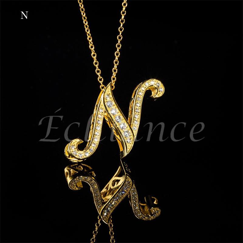 Eclliance エクリアンス 18K Gold Luxury Alphabet Initial Necklace