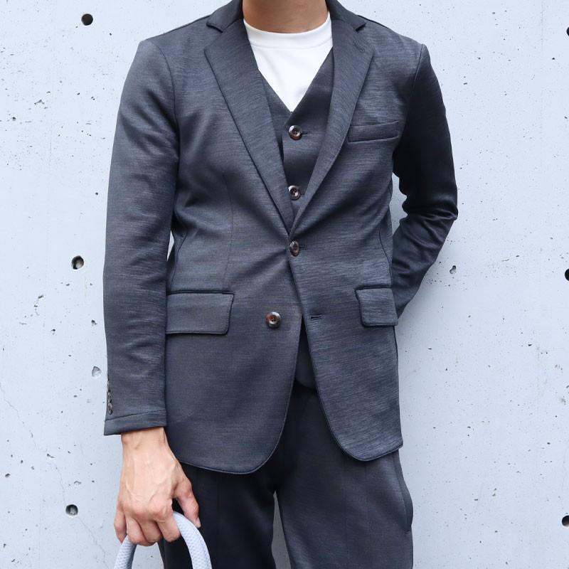 GISE ジセ 3ピース ジャージ セットアップ スーツ ジャケット ジレ パンツ 黒 グレー｜gios-shop｜03